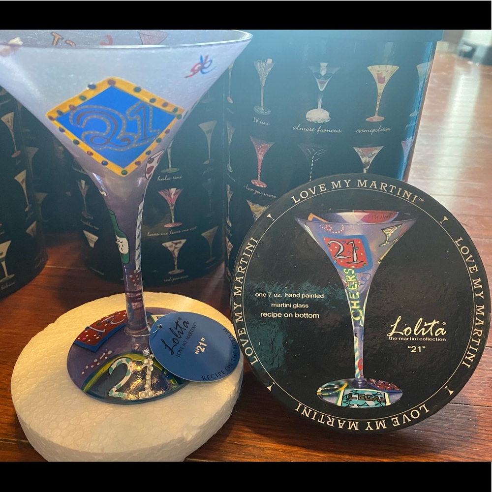 21 Lolita painted martini glass
